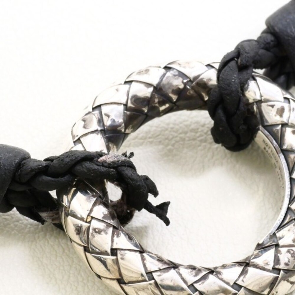 Bottega Veneta Intrecciato Circle Silver Leather Necklace Total weight approx... - Picture 8 of 9